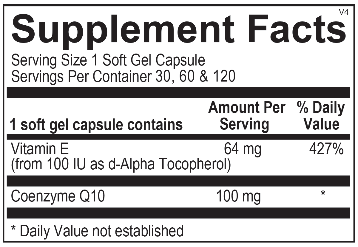 120 - CoQ-10 - Supplemental Facts Box  