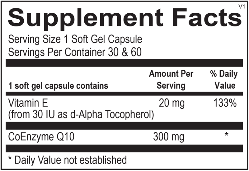 CoQ-10 300 MG supplement facts image