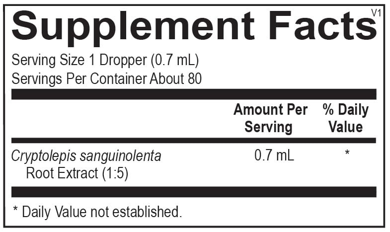 Cryptolepis supplement facts image