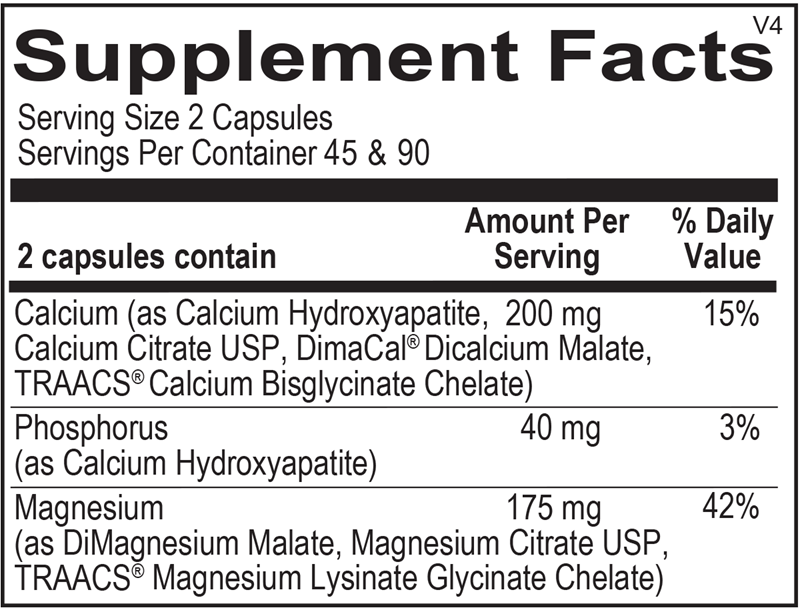Reacted Cal-Mag supplement facts image