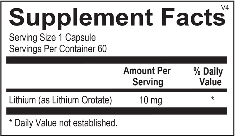 Lithium Orotate supplement facts image