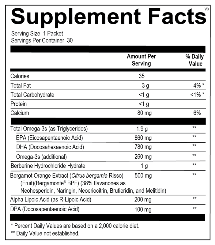 Cardio MET Pack supplement facts image
