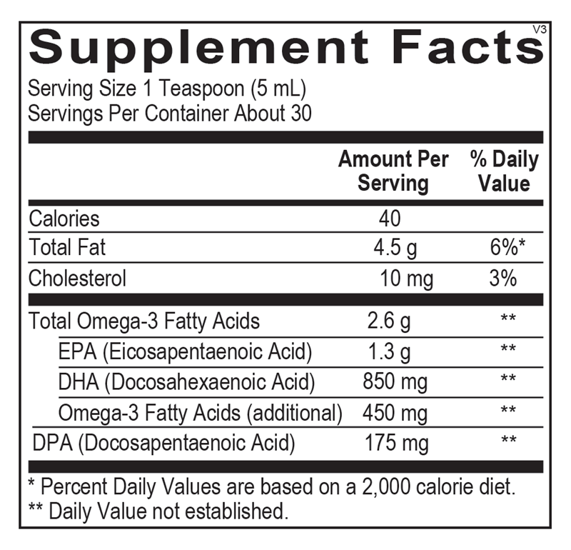 Orthomega® Liquid Fish Oil- Mango supplement facts image