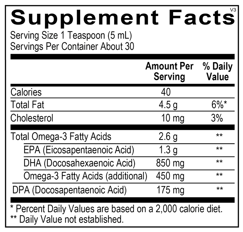 Orthomega® Liquid Fish Oil- Mango supplement facts image