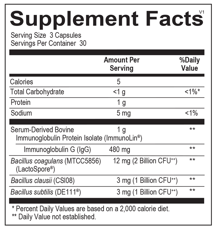 Ortho Spore IG supplement facts image