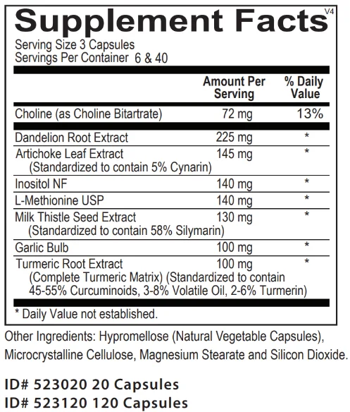 PhytoCore supplement facts image