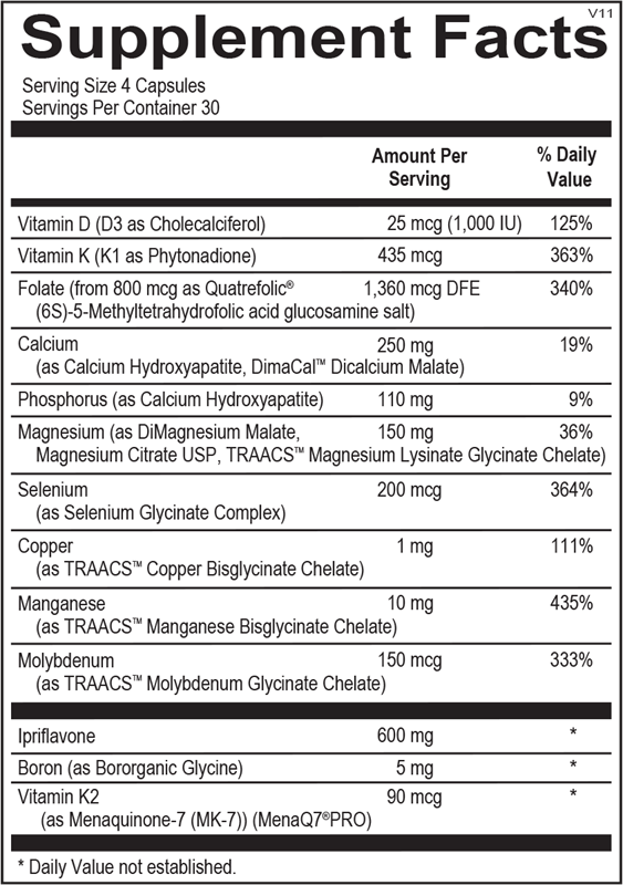 OsteoPrev® supplement facts image