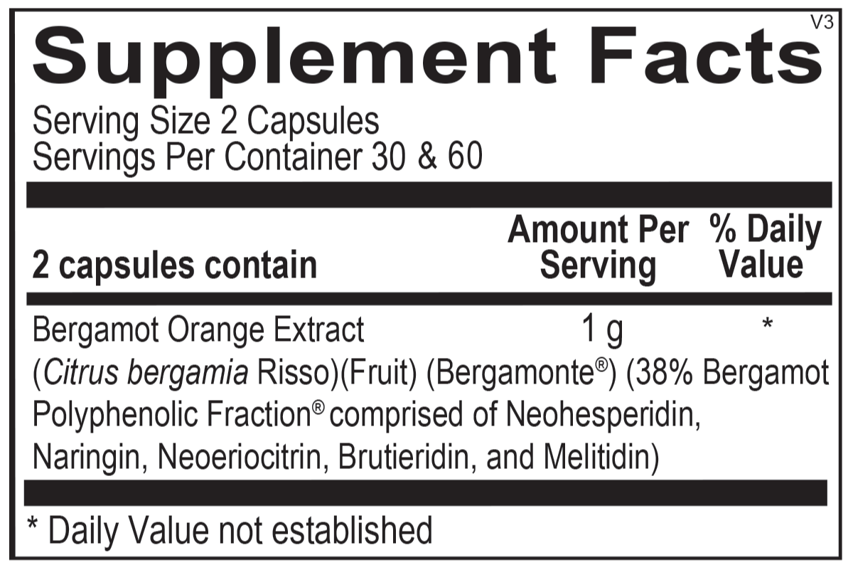 Bergamot BPF (598) Supplemental Facts Box