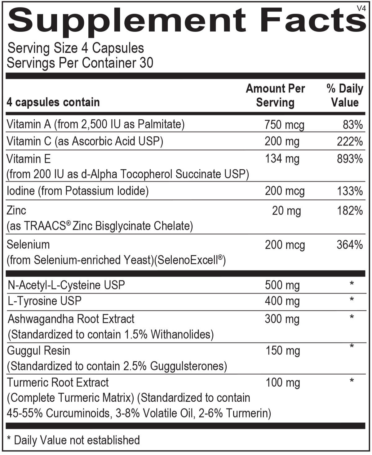 SuperNutes (100) Supplemental Facts Box