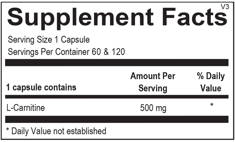 L-Carnitine supplement facts image