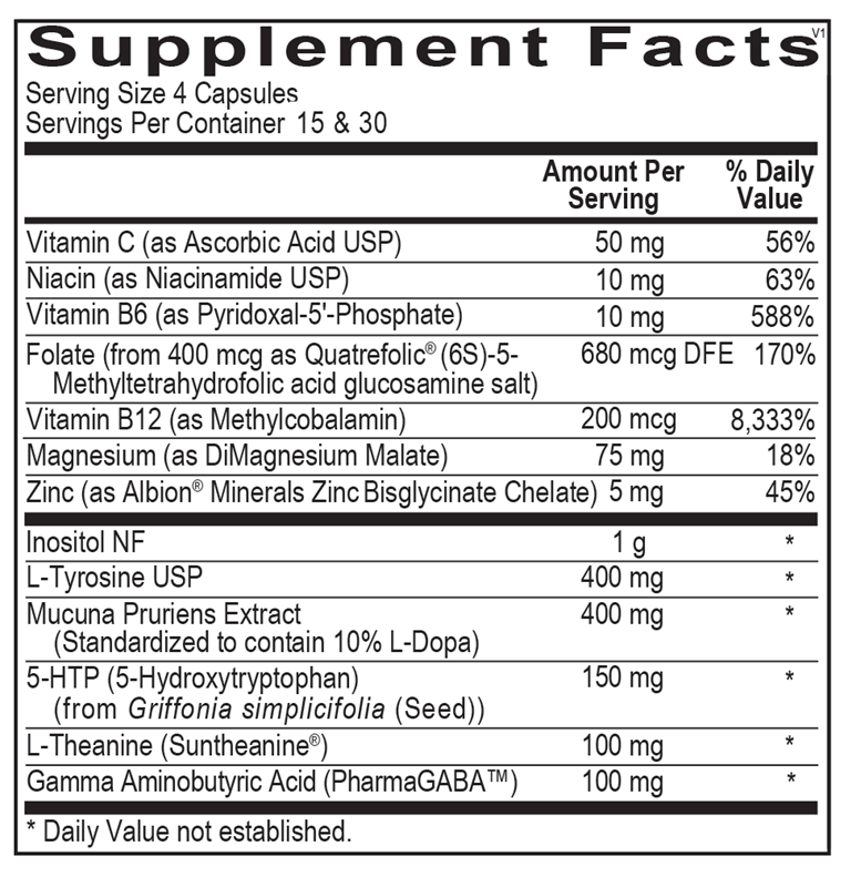 CereVive supplement facts image