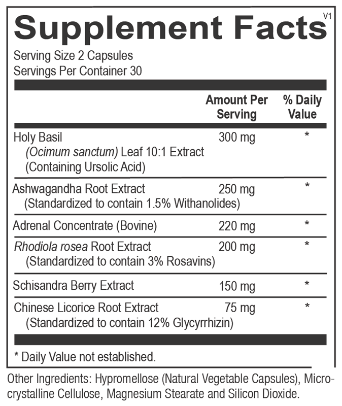 TruAdapt Plus supplement facts image